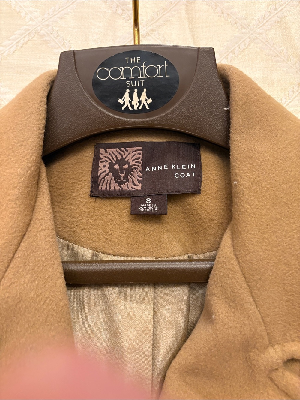 Anne Klein Camel/Tan Wool-Blend Pea Coat